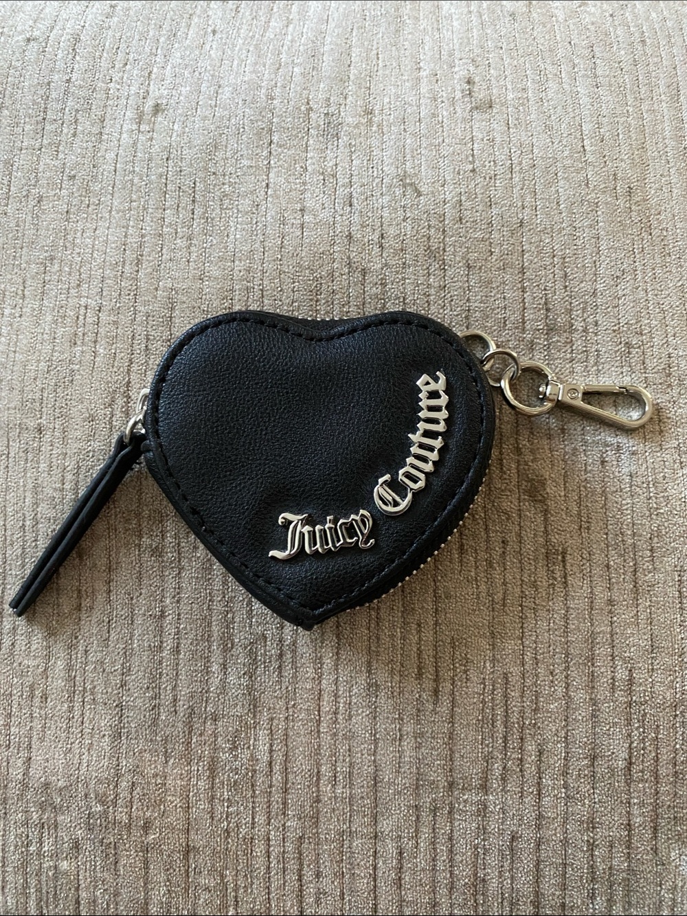 Juicy Couture Black Heart Coin Pouch Keychain
